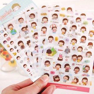 ANGE 6 Sheets Cartoon Girl Stickers Biscuits Scrapbook Calendar Diary Planner Decor