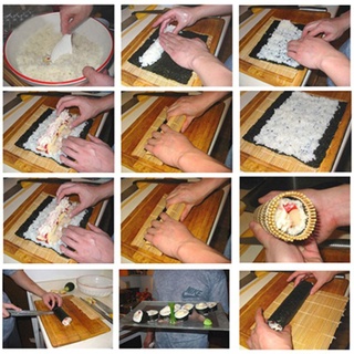 shanhaoma Bamboo Non-stick Sushi Rolling Mat Curtain Rice Roller Chicken DIY Cooking Tool (9)