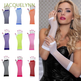 jacquelynn mujeres guantes largos de baile guantes de malla guantes sexy disfraz de pesca red goth lady punk guante/multicolor