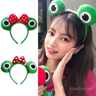 XIA Plush Big Eyes Headdress Cartoon Frog Big Dot Bow Headband Lovely Party Costume
