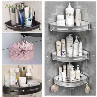 ALG11 2pcs|3pcs Aluminum Storage Shelf Firm Drain Basket Corner Shelf Adjustable Height Non-slip Shower Shelf Bathroom Supplies Triangle Punch-free Storage Rack/Multicolor