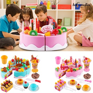 hiCamellia 75Pcs niños papel cumpleaños pretender juego de juguete pastel postre helado galletas té Set