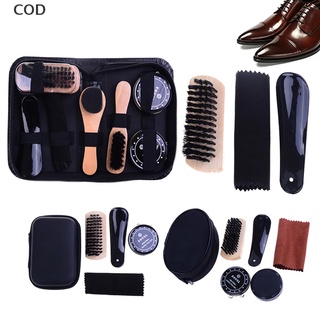 [cod] kit de cuidado de brillo para zapatos, cepillos de limpieza, esponja, tela, juego portátil