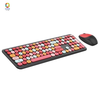 110 teclas/teclado/ratón inalámbrico/color labial/sombrero redondo (rosa)