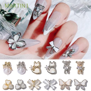 Martin1 de lujo de uñas de circón joyería mariposa manicura adornos de uñas diamantes de imitación arco gato suerte amor oso brillante cristal DIY uñas arte decoración