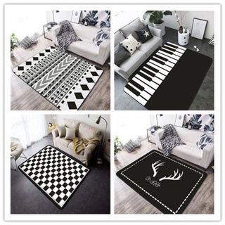 pequeño tamaño negro y blanco hogar alfombras sala de estar dormitorio mesita de noche alfombra decoración antideslizante alfombra (1)
