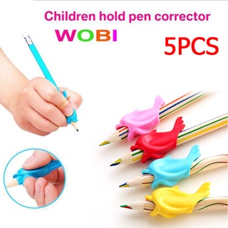 SCL| 5 piezas de silicona de delfines estilo de pescado escritura postura Wobi corrección de niños estudiantes lápiz titular (1)