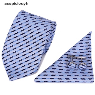(auspiciouyh) 5x/set hombres corbata corbata hanky gemelos conjuntos formal boda fiesta de negocios regalo en venta (4)