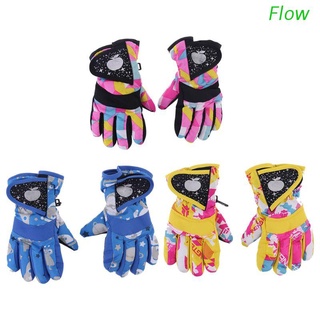 Flow guantes de esquí de invierno impermeables para snowboard/guantes cálidos para niños/guantes de dedo completo/correa para deportes/esquí/ciclismo