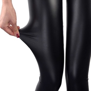 fouduowei pantalones flaco cintura alta cuero sintético negro mujeres pantalones para el trabajo