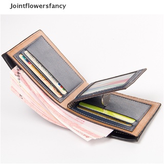 jointflowersfancy bolso de negocios de cuero de la pu sólido delgado cartera corta tarjetas de crédito titulares de los hombres carteras cbg