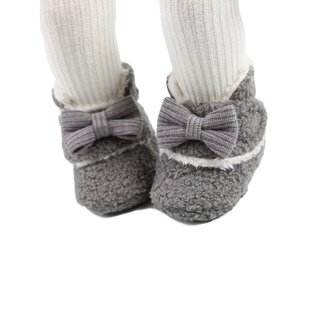 Sen-Zapatos planos de bebé con nudo decorativo de lazo, Color sólido de alta parte superior suave suela caliente zapatos para niñas (4)
