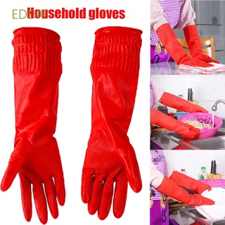 Eddie herramientas guantes de látex rojo de manga larga guantes de hogar accesorios impermeable lavado platos lavado limpieza goma cocina