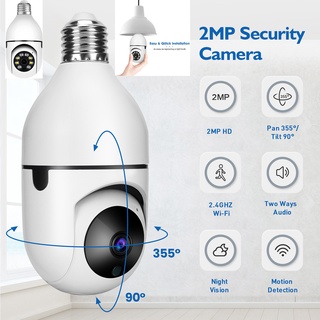 2.4G/5G HD Bombilla IP Cámara Inalámbrica WiFi Panorámica 360 Grados Rotación Hogar Seguridad Monitor CCTV Dual Fuente De Luz