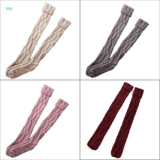 Calcetines largos De malla trenzado para mujer/calcetines largos De color sólido/rollo para mujer/calcetines altos/invierno/invierno más cálido