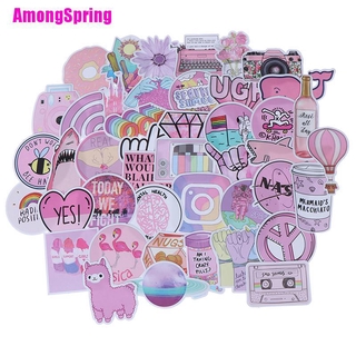 Amongspring 53 pzs Stickers Kawaii rosados divertidos para equipaje/Scrapbook maleta portátil coche pegatinas