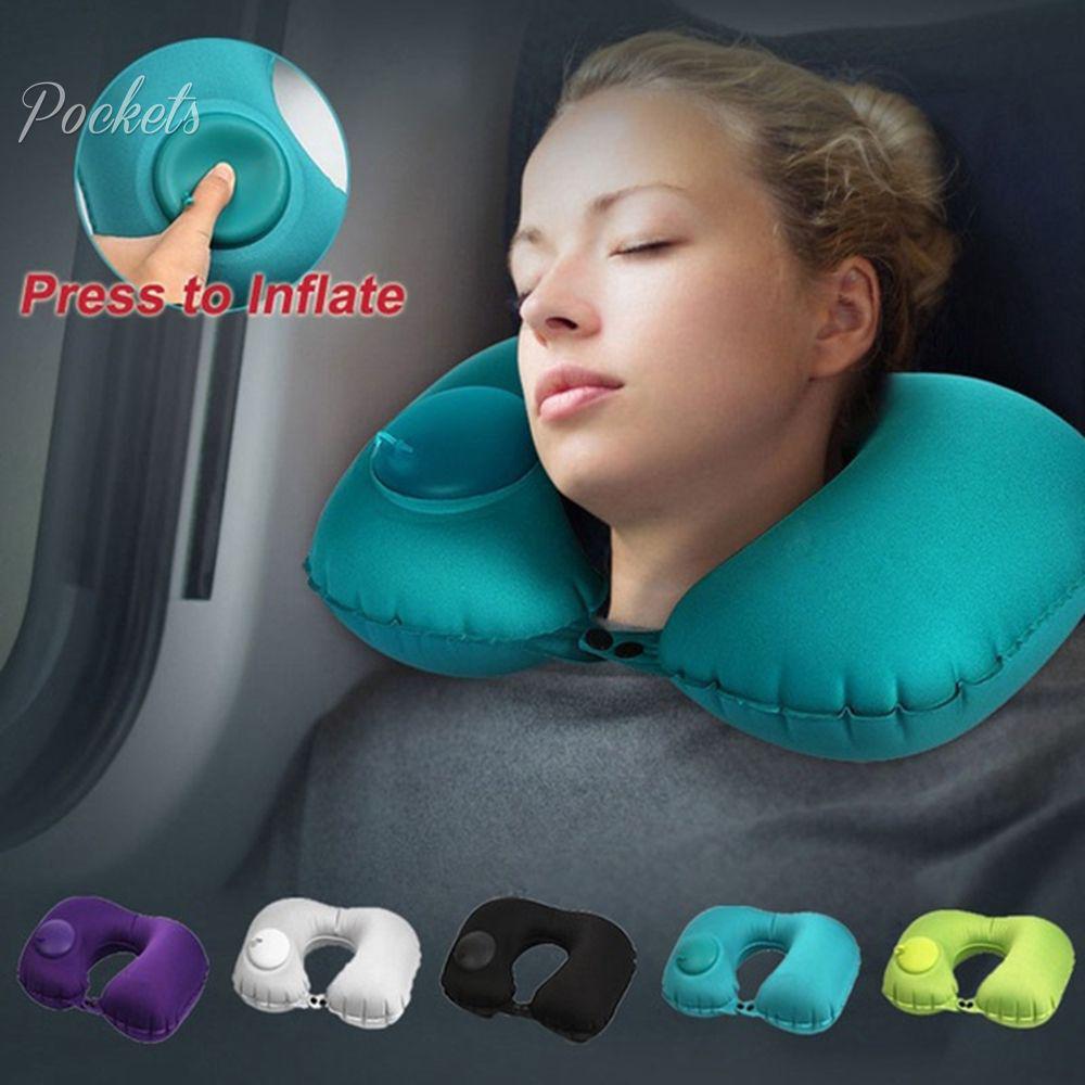 En forma de U inflable viaje cuello almohada coche aire inflable almohadas cojín PS.