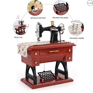 Mini máquina de coser caja de música Retro clásica pisada máquina de coser mesa escritorio mecánico reloj máquina de música (3)