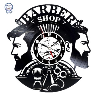 barbería reloj de pared ern barbershop decoración vinilo registro reloj de pared colgante peluquería reloj de pared para peluquería