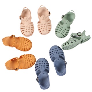 ♠Xa❀Sandalias planas para niños, verano de Color sólido hueco zapatos para caminar calzado para niñas niños (1)