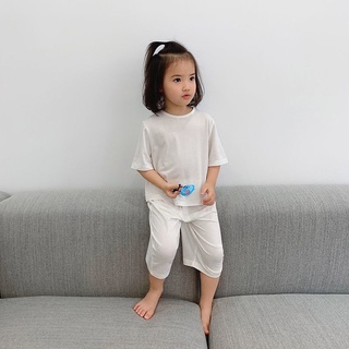 Algodón de los niños modal aire acondicionado ropa de verano suelto delgado suave niñas niños pijamas ropa hogar (6)