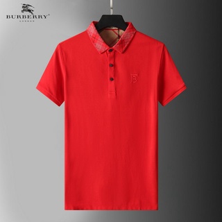 #2021 NEW# BURBERRY Classic Handsome men's summer cotton lapel slim polo-shrits mens casual formal office business solid color white red polo-shirts