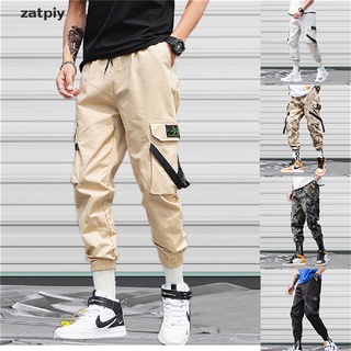 zatpiy hombres verano casual pantalones streetwear hip hop joggers multi-bolsillo pantalones cl