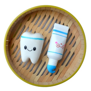 [Kaou] 2Pcs Cartoon Tooth Toothpaste Soft Squishy Slow Rising Toys Stress Reliever