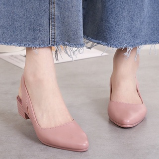 2020 nuevas sandalias de las mujeres de verano de la moda de la red de infrarrojos desgaste grueso tacones puntiagudos Baotou tacón medio antideslizante zapatos (8)