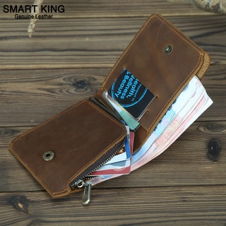 Smart King Retro corto cartera para hombres loco caballo de cuero monedero titular de la tarjeta de cuero genuino masculino Slim carteras (1)
