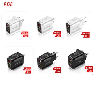 RDB Dual USB Charger Quick Charge QC3.0 Portable Phone Fast Charging Adapter For Mobile Phone Charger EU/US/UK Plug