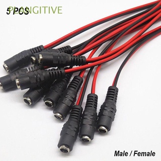 PLANGITIVE 5pcs 5.5x2.1mm Adapter Cable Full-Copper Wire DC Power Pigtail Plug Connector New 12V Male Female Security System Socket Jack