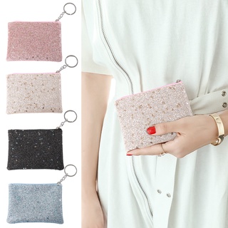 ifashion1 coreano glitter cartera mujeres cremallera tarjeta monedero mini bolsa de dinero titular de la llave