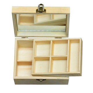 2 caja de madera sin terminar, 2 capas de madera caja de joyería con tapa de vidrio caja de madera