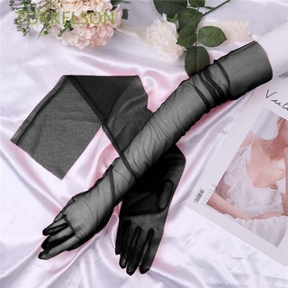 torkelson moda mujeres guantes sedosos cinco dedos guantes de encaje manopla mujer dedo completo largo pura tul codo delgado ultra delgado guantes/multicolor