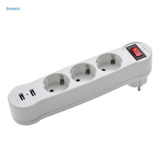 bmessi puertos usb duales de 1 a 3 vías de la ue estándar adaptador de corriente enchufe de conversión