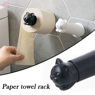 Colgante de pared rollo de papel titular lindo gato forma creativo baño inodoro estante de papel higiénico cocina toallero (1)