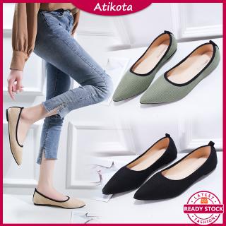 [atikota] zapatos planos puntiagudos de moda poco profundos para la boca de las mujeres zapatos individuales casual zapatos de trabajo caliente