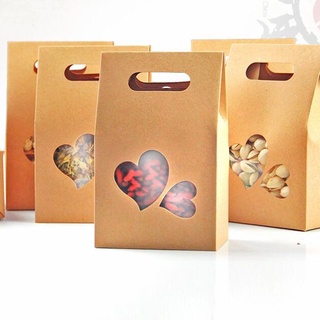 diplatory 5/10pcs vintage color kraft paquete de regalo de boda favores caramelo bolsa de envolver forma de corazón ventana de pie fiesta de cumpleaños suministros caliente presente caso regalo del día de san valentín (3)