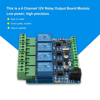 【bai】Modbus RTU 4 Channel 12V Relay Output Board Module Switch Input RS485 / TTL