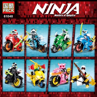 8 unids/set nuevo lego juguetes ninja go minifiguras con motocycle 61040 niños regalo educación juguete