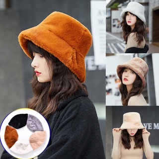 señoras pescador sombrero otoño invierno felpa cuenca plana superior ancho ala casual moda gruesa piel caliente sombrero