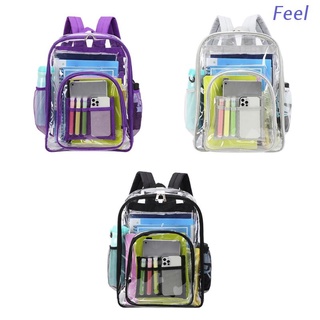 Feel Clear mochila escolar grande PVC ver a través de Bookbag transparente Casual mochilas de gran capacidad mochila