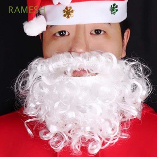 RAMESH Gift White Wig Party Decoration Cosplay Props Santa Claus Beard Realistic Mascot Costume Makeup Funny Children For Holiday Christmas Accessories