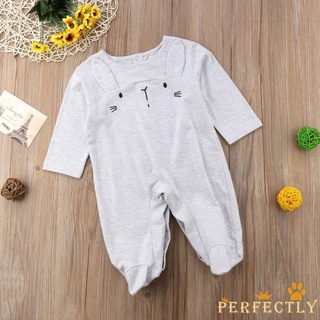 Pft7-Zz mameluco de conejo de bebé recién nacido, manga larga cuello redondo mono, Casual Outwear ropa de una pieza