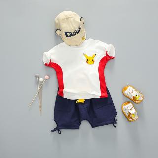 Lindo bebé niño traje nueva ropa de verano de algodón casual medio y niños pequeños verano niños traje de manga corta
