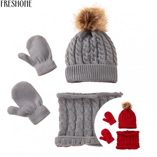 Freshone accesorios de invierno sombrero de lana niños mantener caliente sombrero bufanda guantes traje agradable a la piel para salir