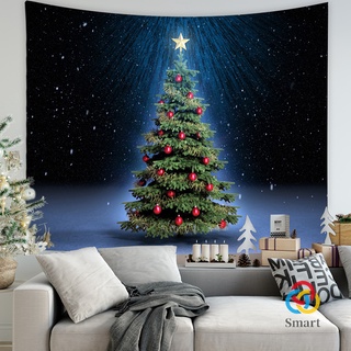 Christmas Tapestry Hanging Polyester Large Size Christmas Elements Wall Decal Themed Ornament for Room Bar New (2)