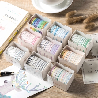 10 rollos/set creativo ultra-fino colorwashi cinta conjunto estudiante diy mano cuenta material básico pegatinas de la escuela oficina papelería