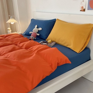 9-29 estilo Simple pequeño transparente mezcla y partido de algodón de cuatro piezas cama de tres piezas conjunto de color sólido caso de contraste cama individual estudiante dormitorio